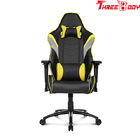 Black And Yellow Gaming Chair , Adjustable Computer Gaming Desk Chair
