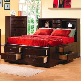Schlafzimmer-Möbel-Königin-Bücherschrank-Bett Phoenix zeitgenössisches mit Underbed-Speicher-Fächern