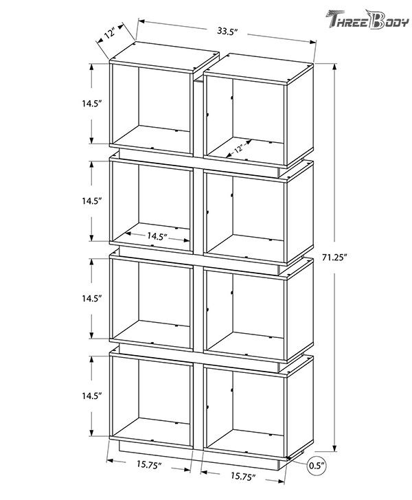 Modulares Ausgangsmoderne Büro-Möbel 71 Zoll-dunkler Taupe zurückgeforderter Blick-Bücherschrank