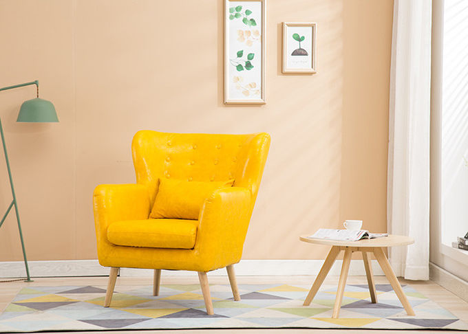 Wohnzimmer-Gewebe-hölzerne Sofa Ming-Gelb-Farbe mit Schwamm mit hoher Dichte
