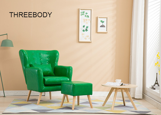 Solid Wood Legs Fabric Corner Sofa , One Seater Green Fabric Sofa For Hotel