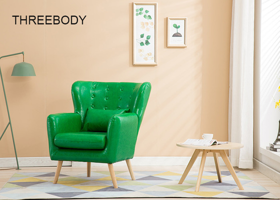 Solid Wood Legs Fabric Corner Sofa , One Seater Green Fabric Sofa For Hotel