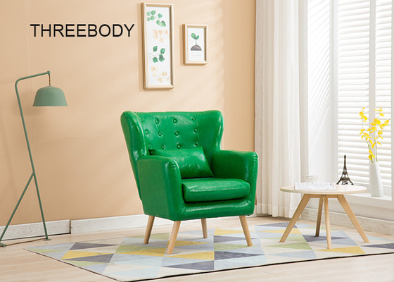 Solid Wood Legs Fabric Corner Sofa , One Seater Green Fabric Sofa For Hotel