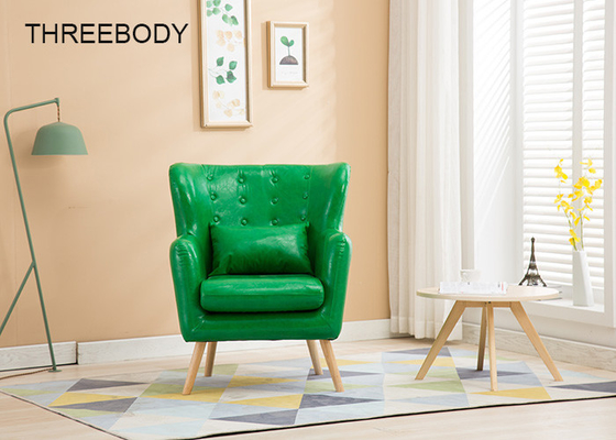 Solid Wood Legs Fabric Corner Sofa , One Seater Green Fabric Sofa For Hotel