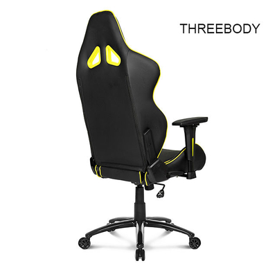 Black And Yellow Gaming Chair , Adjustable Computer Gaming Desk Chair
