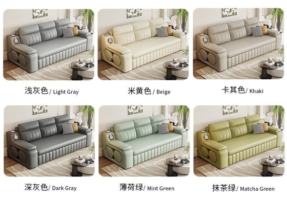 Jieshun Multifunctional Retractable Living Room Leather Sleeper Sofa Bed