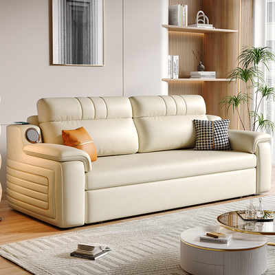 Jieshun Light Luxury Telescopic Double-Seat Sofa Bed With Storage And Audio