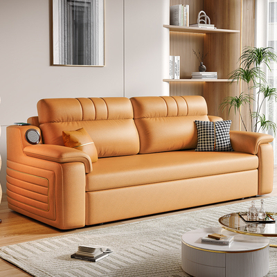 Jieshun Light Luxury Telescopic Double-Seat Sofa Bed With Storage And Audio
